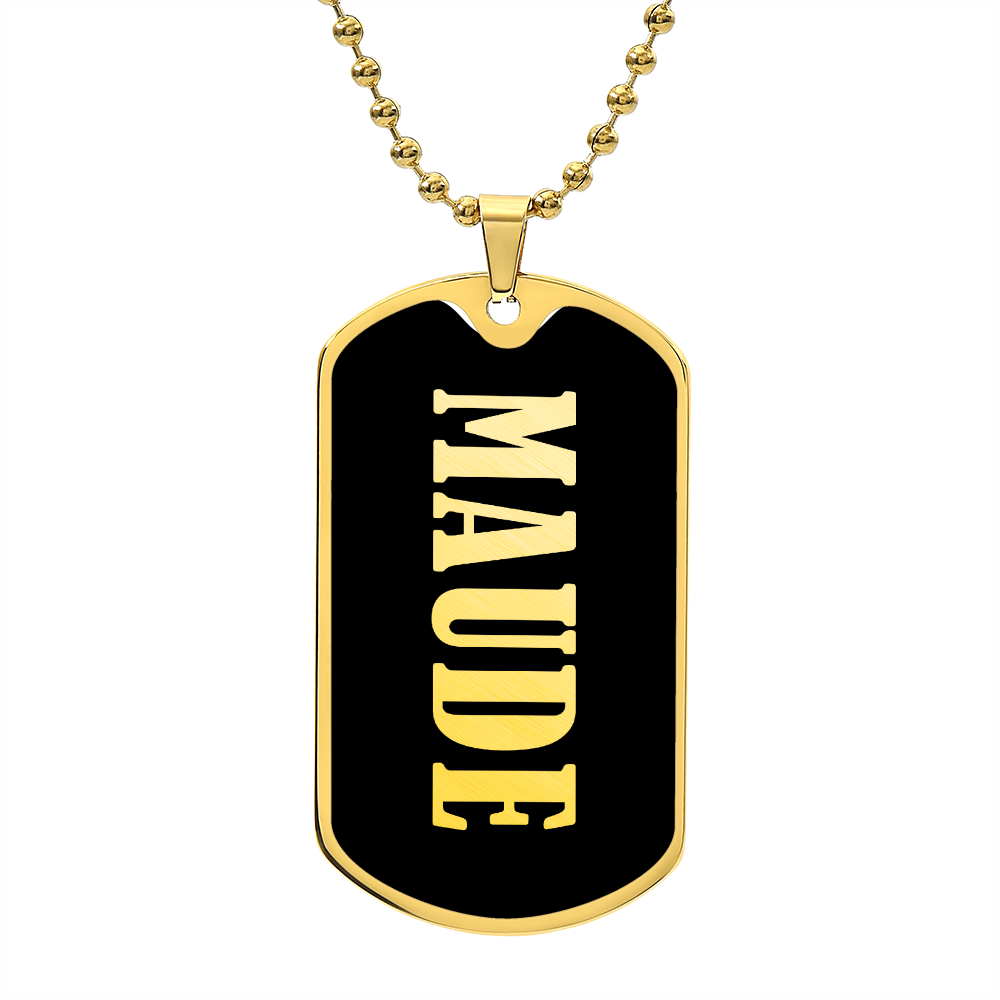 Maude v02 - 18k Gold Finished Luxury Dog Tag Necklace