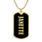 Janette v02 - 18k Gold Finished Luxury Dog Tag Necklace