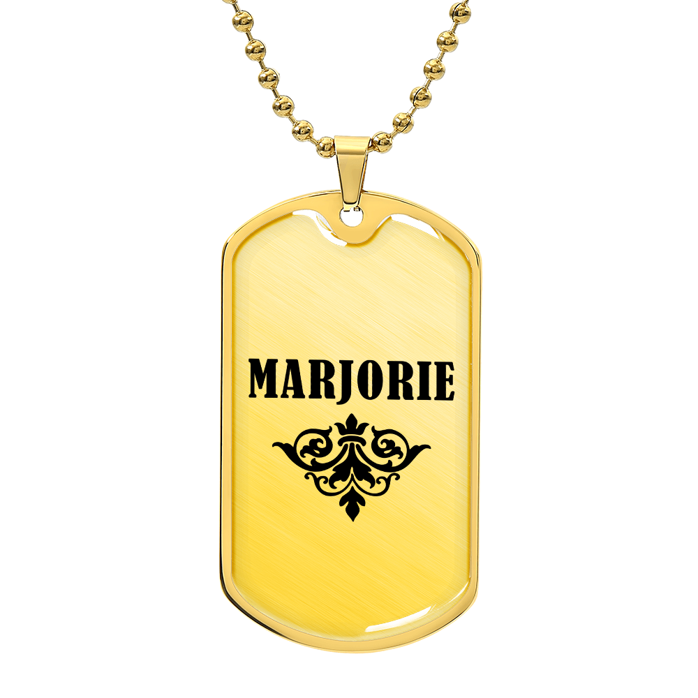 Marjorie v01a - 18k Gold Finished Luxury Dog Tag Necklace