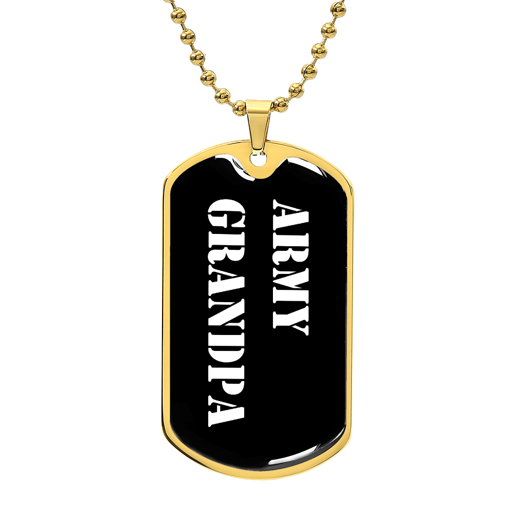 Army Grandpa v3 - 18k Gold Finished Luxury Dog Tag Necklace