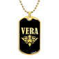 Vera v02a - 18k Gold Finished Luxury Dog Tag Necklace