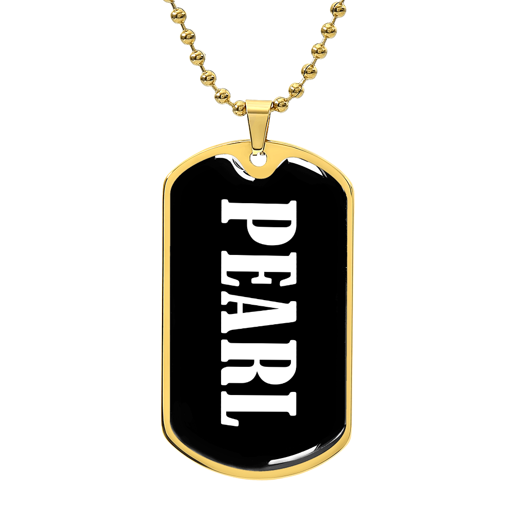 Pearl v01w - 18k Gold Finished Luxury Dog Tag Necklace