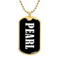 Pearl v01w - 18k Gold Finished Luxury Dog Tag Necklace