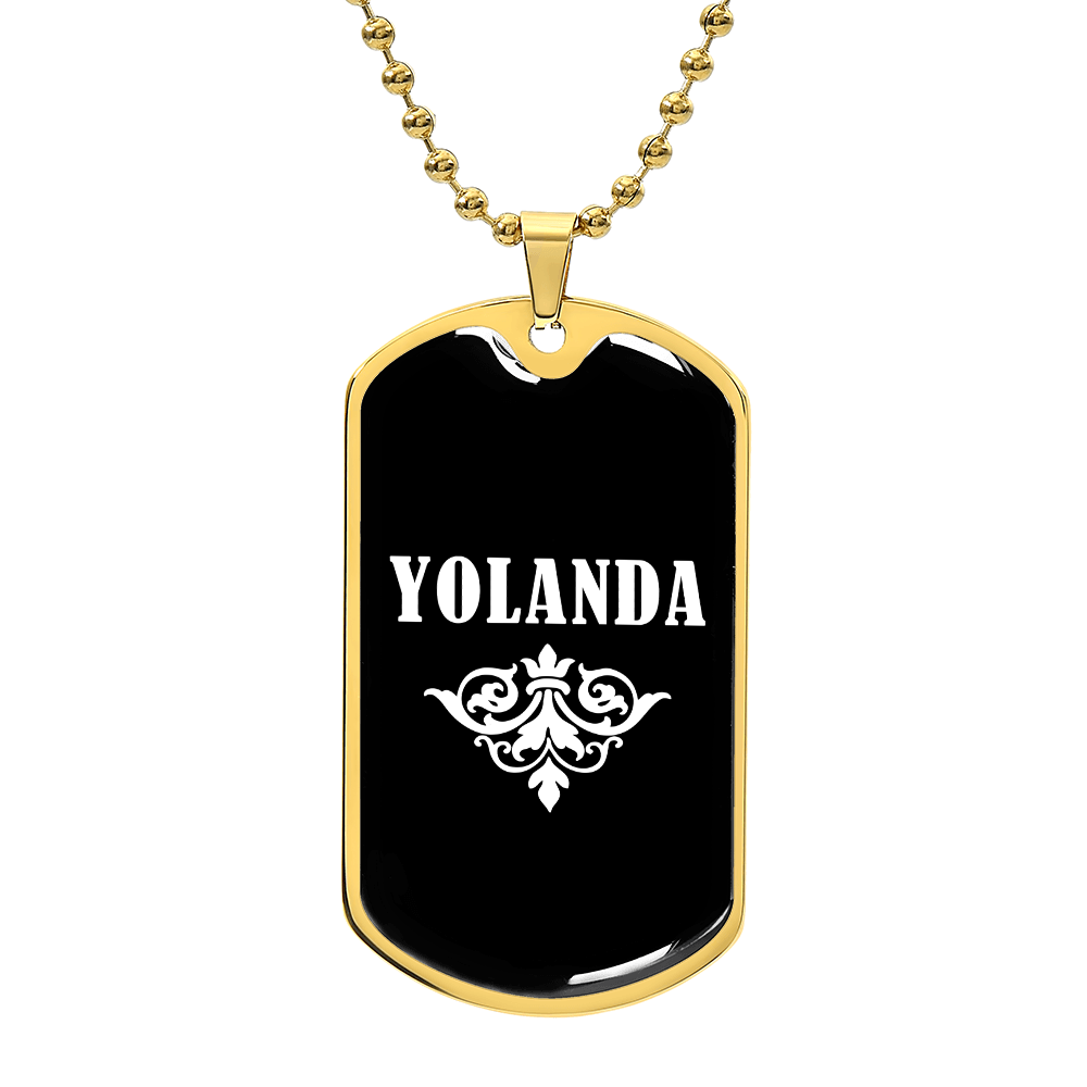 Yolanda v03a - 18k Gold Finished Luxury Dog Tag Necklace