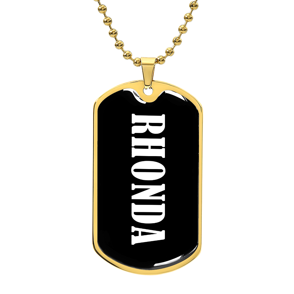 Rhonda v01w - 18k Gold Finished Luxury Dog Tag Necklace