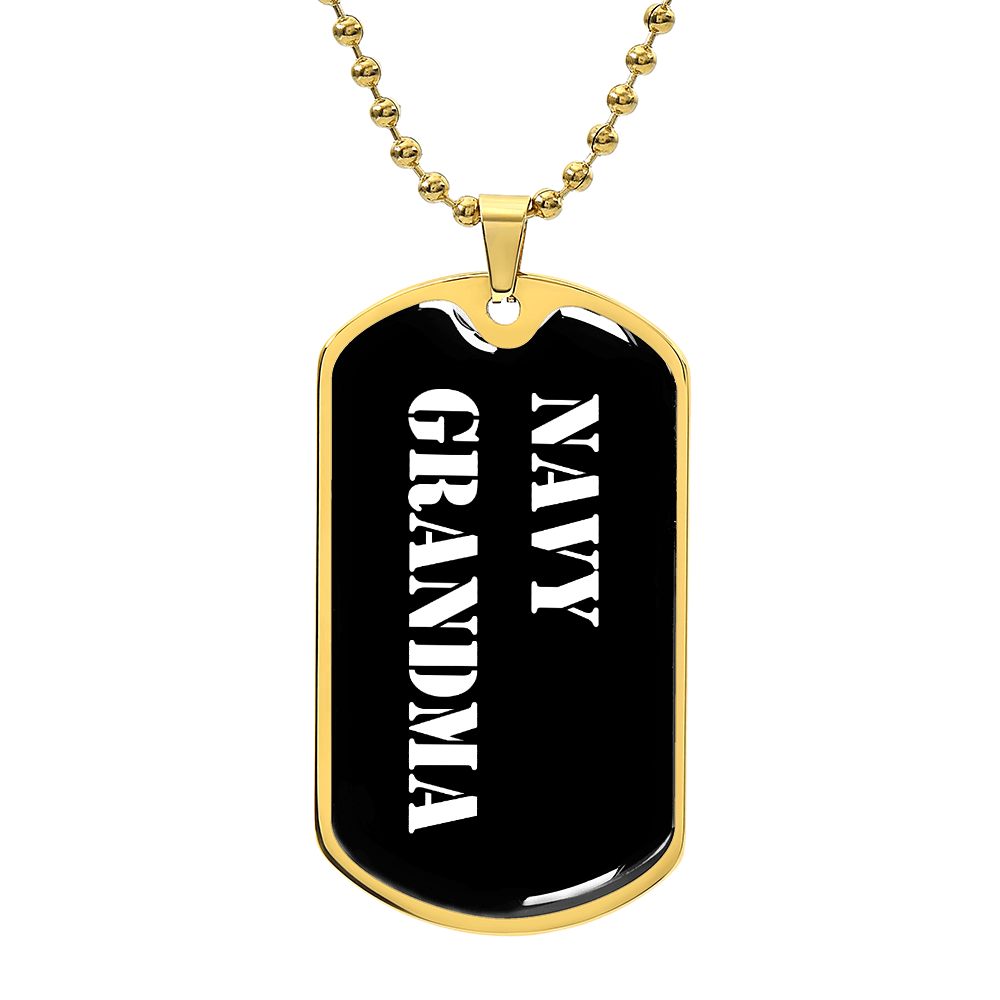 Navy Grandma v3 - 18k Gold Finished Luxury Dog Tag Necklace
