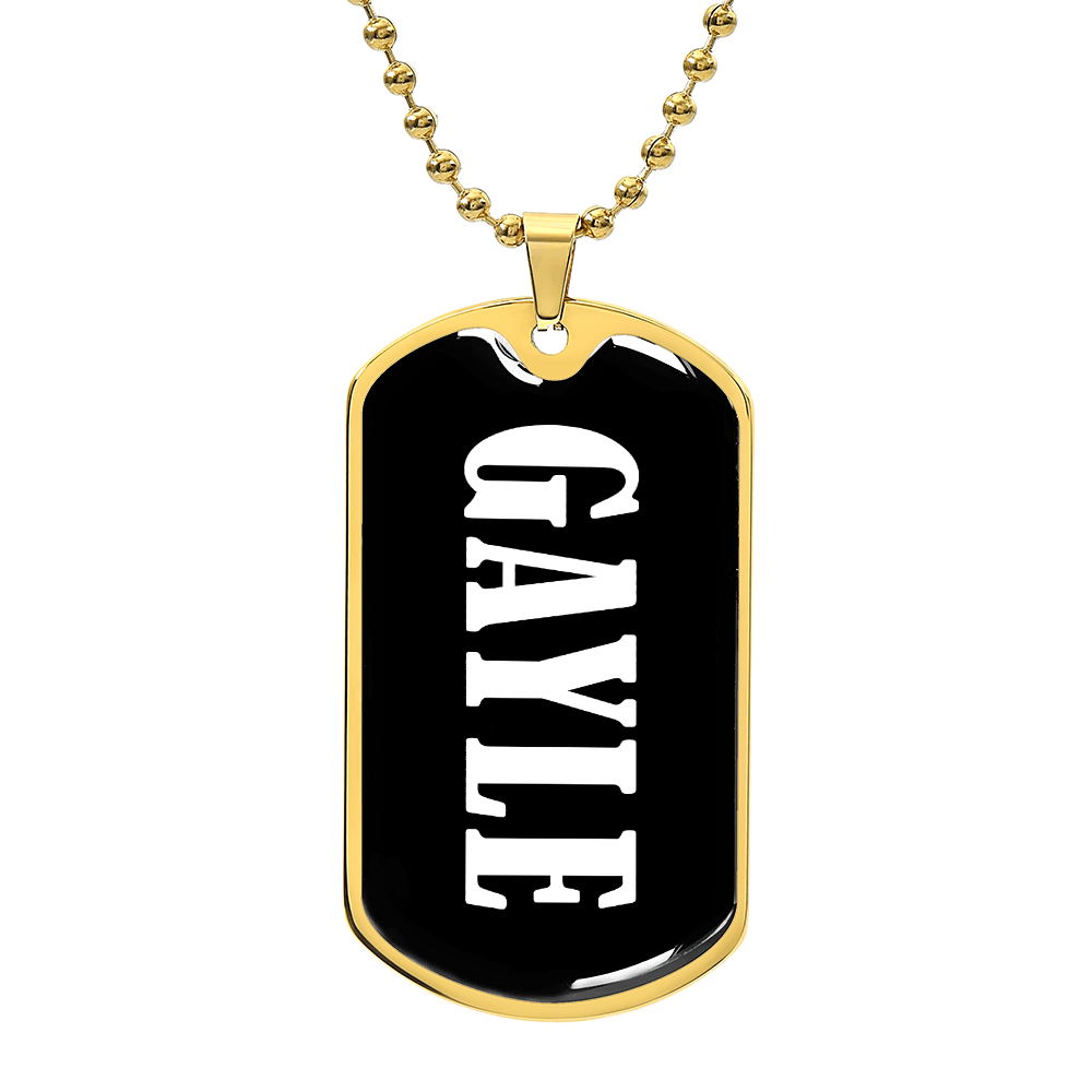 Gayle v01w - 18k Gold Finished Luxury Dog Tag Necklace
