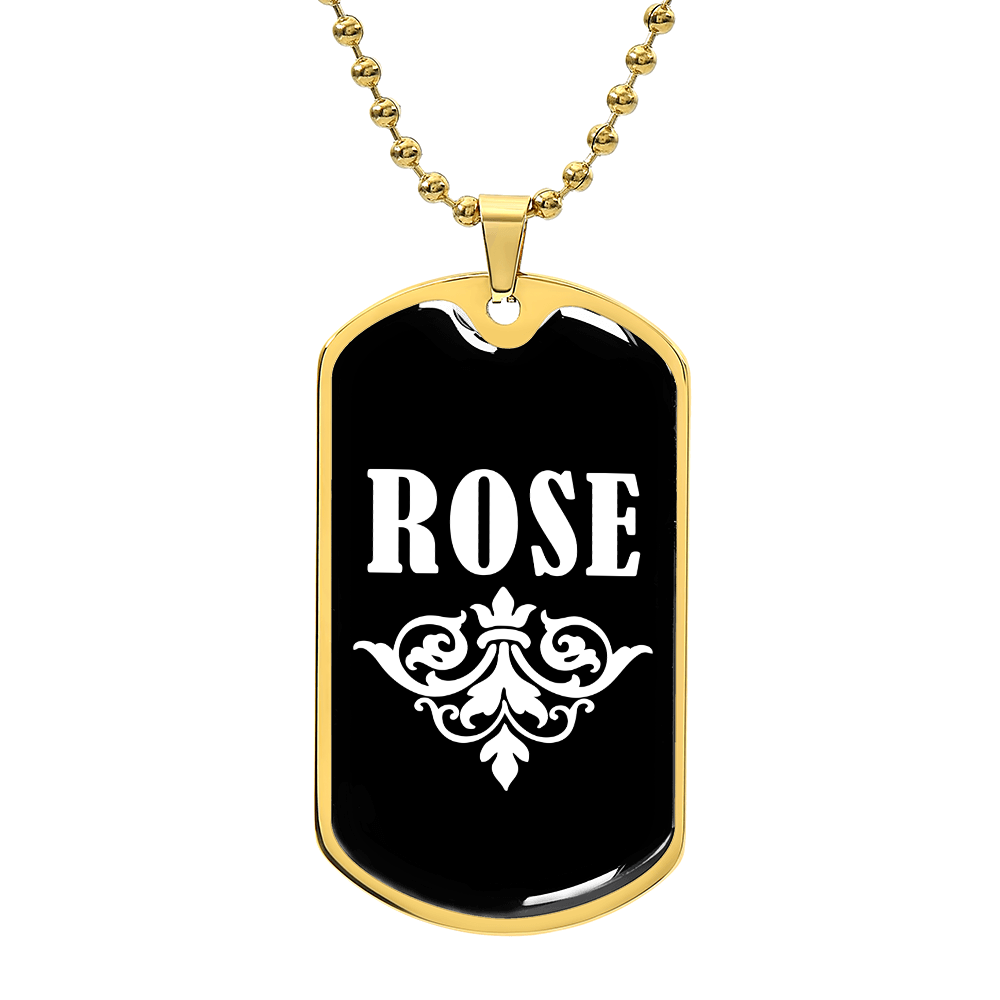 Rose v03a - 18k Gold Finished Luxury Dog Tag Necklace