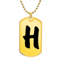Initial H v1b - 18k Gold Finished Luxury Dog Tag Necklace