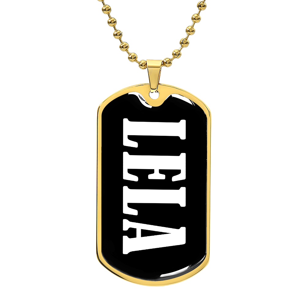 Lela v03 - 18k Gold Finished Luxury Dog Tag Necklace