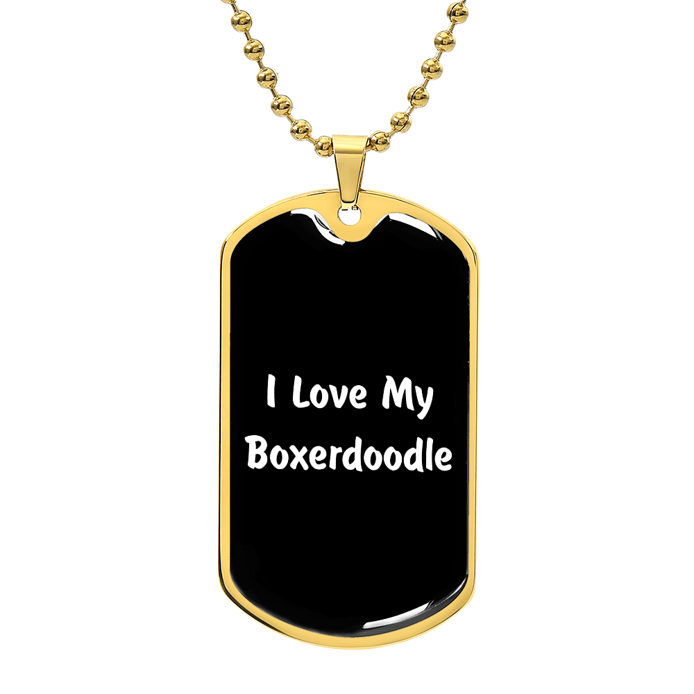 Love My Boxerdoodle v6 - 18k Gold Finished Luxury Dog Tag Necklace