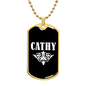 Cathy v03a - 18k Gold Finished Luxury Dog Tag Necklace