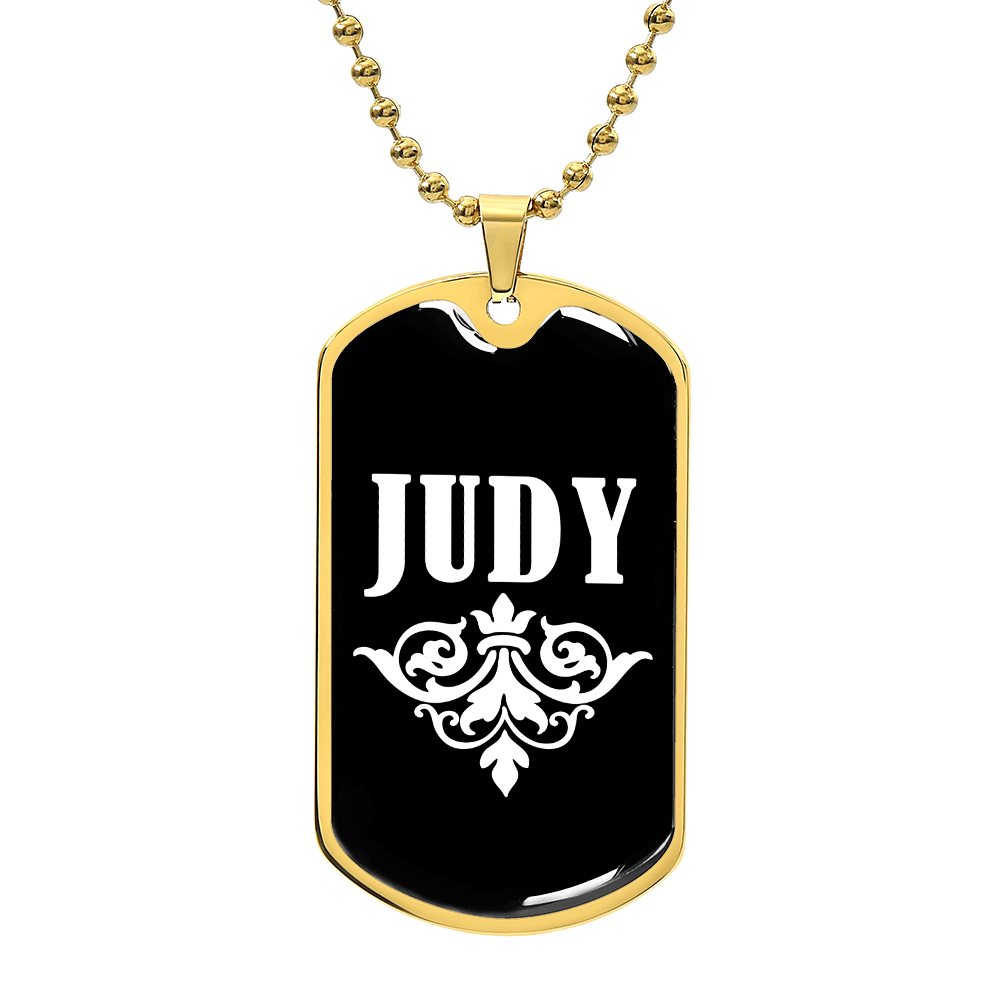 Judy v03a - 18k Gold Finished Luxury Dog Tag Necklace