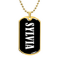 Sylvia v01w - 18k Gold Finished Luxury Dog Tag Necklace
