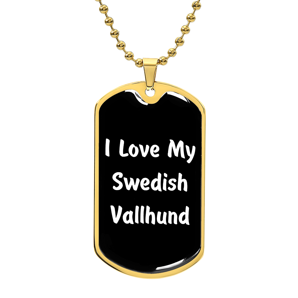 Love My Swedish Vallhund v6 - 18k Gold Finished Luxury Dog Tag Necklace