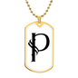 Initial P v001-34 - 18k Gold Finished Luxury Dog Tag Necklace