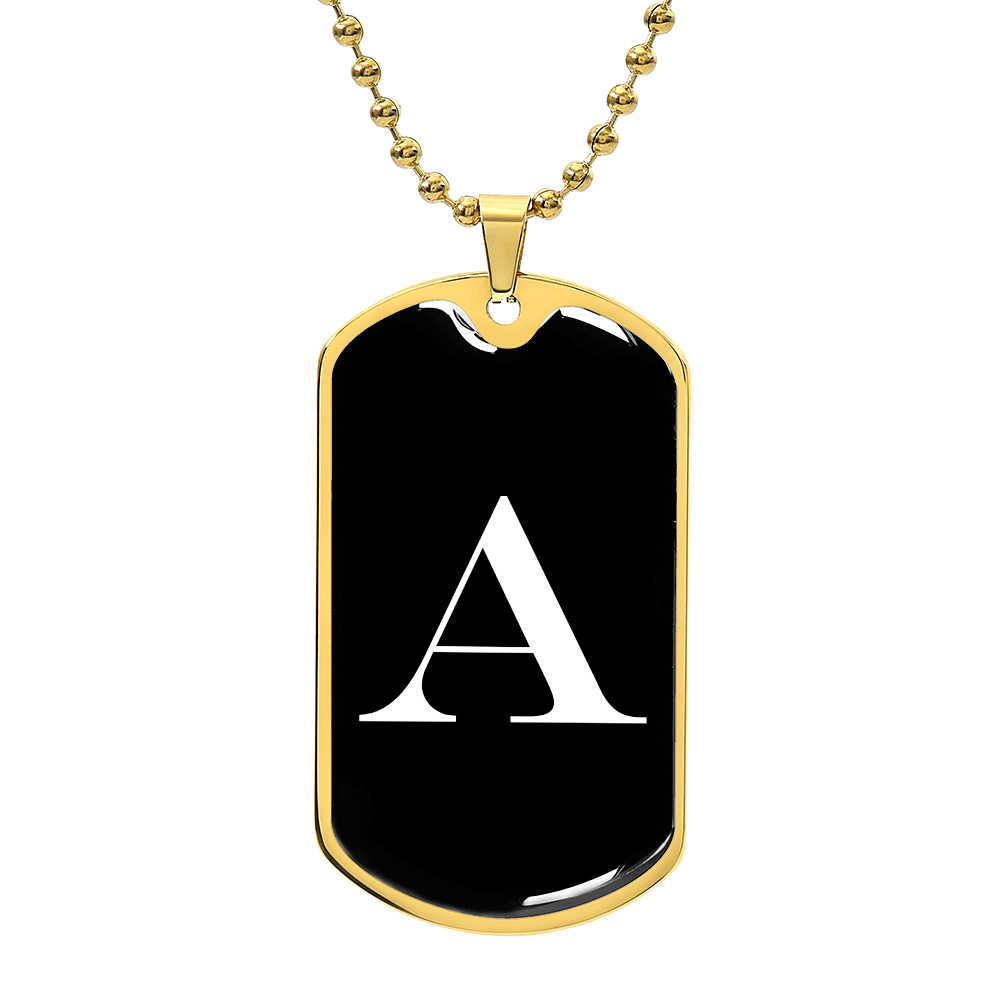 Initial A v3a - 18k Gold Finished Luxury Dog Tag Necklace