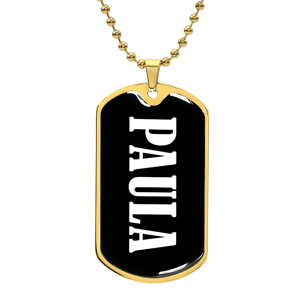 Paula v01w - 18k Gold Finished Luxury Dog Tag Necklace