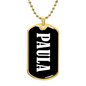 Paula v01w - 18k Gold Finished Luxury Dog Tag Necklace