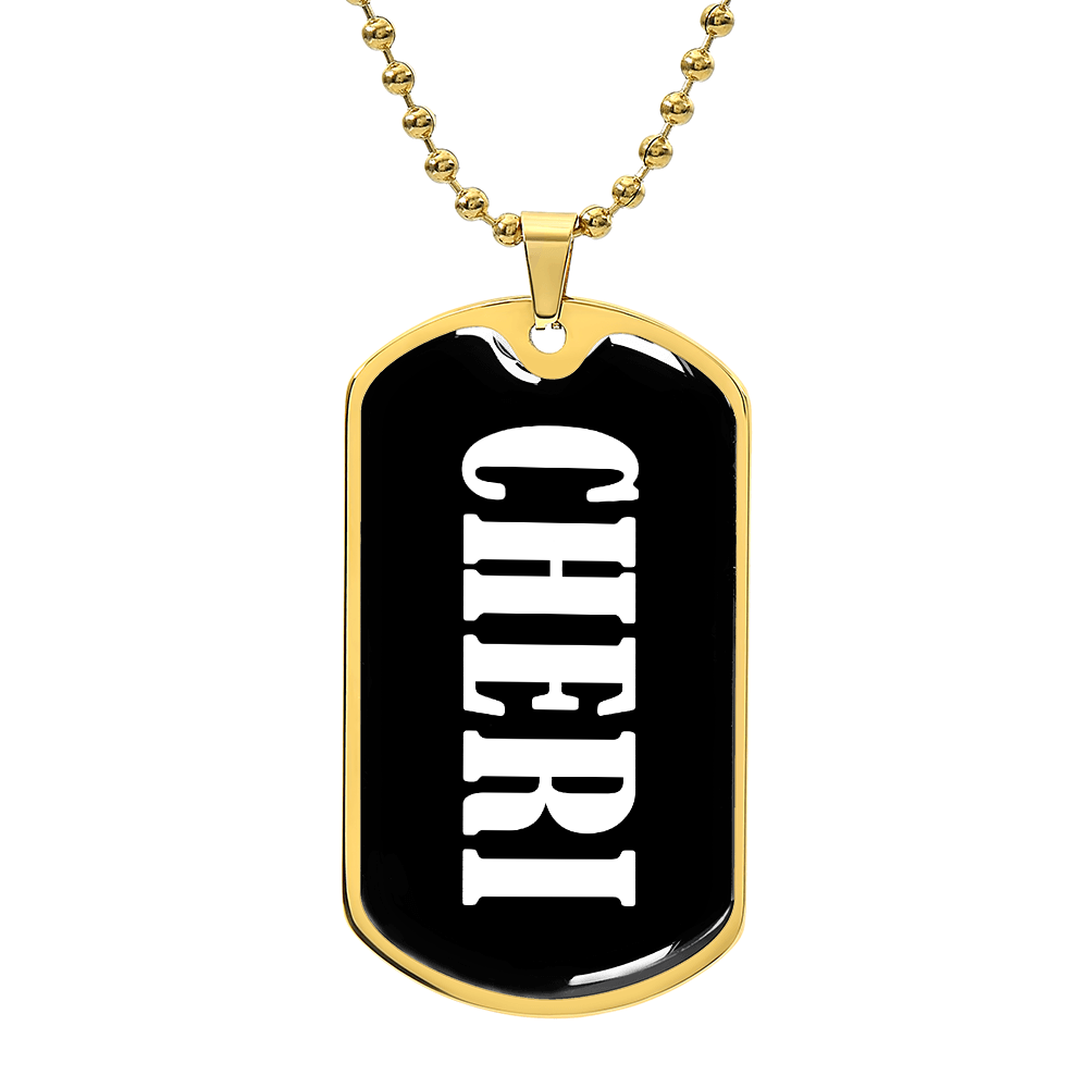Cheri v03 - 18k Gold Finished Luxury Dog Tag Necklace
