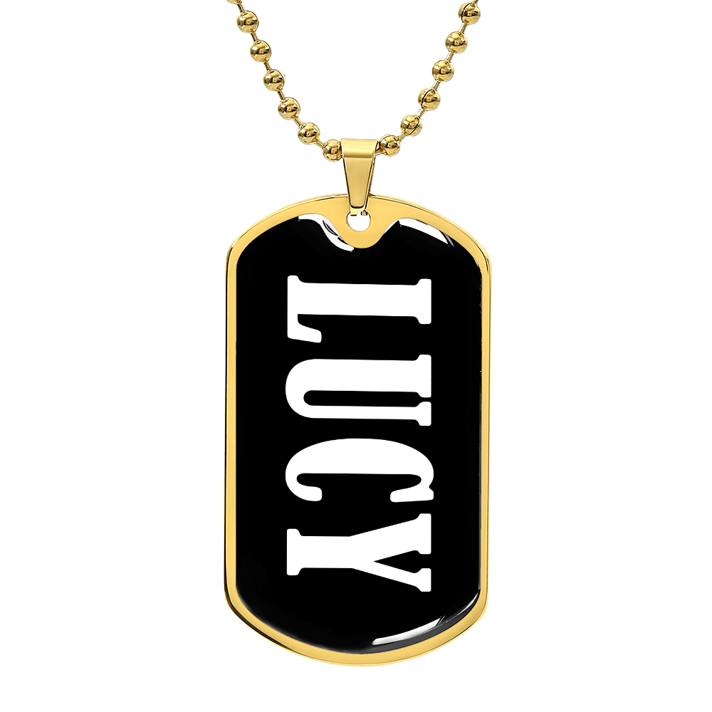 Lucy v01w - 18k Gold Finished Luxury Dog Tag Necklace