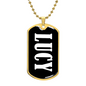 Lucy v01w - 18k Gold Finished Luxury Dog Tag Necklace