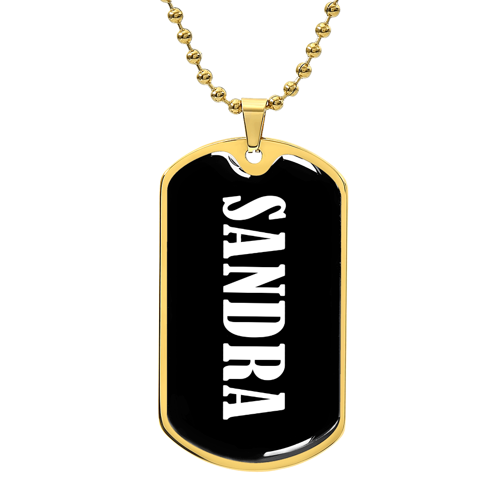 Sandra v01w - 18k Gold Finished Luxury Dog Tag Necklace