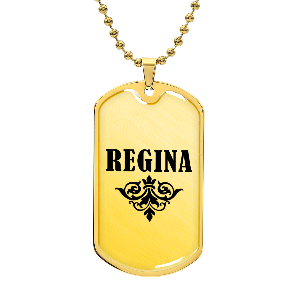 Regina v01a - 18k Gold Finished Luxury Dog Tag Necklace