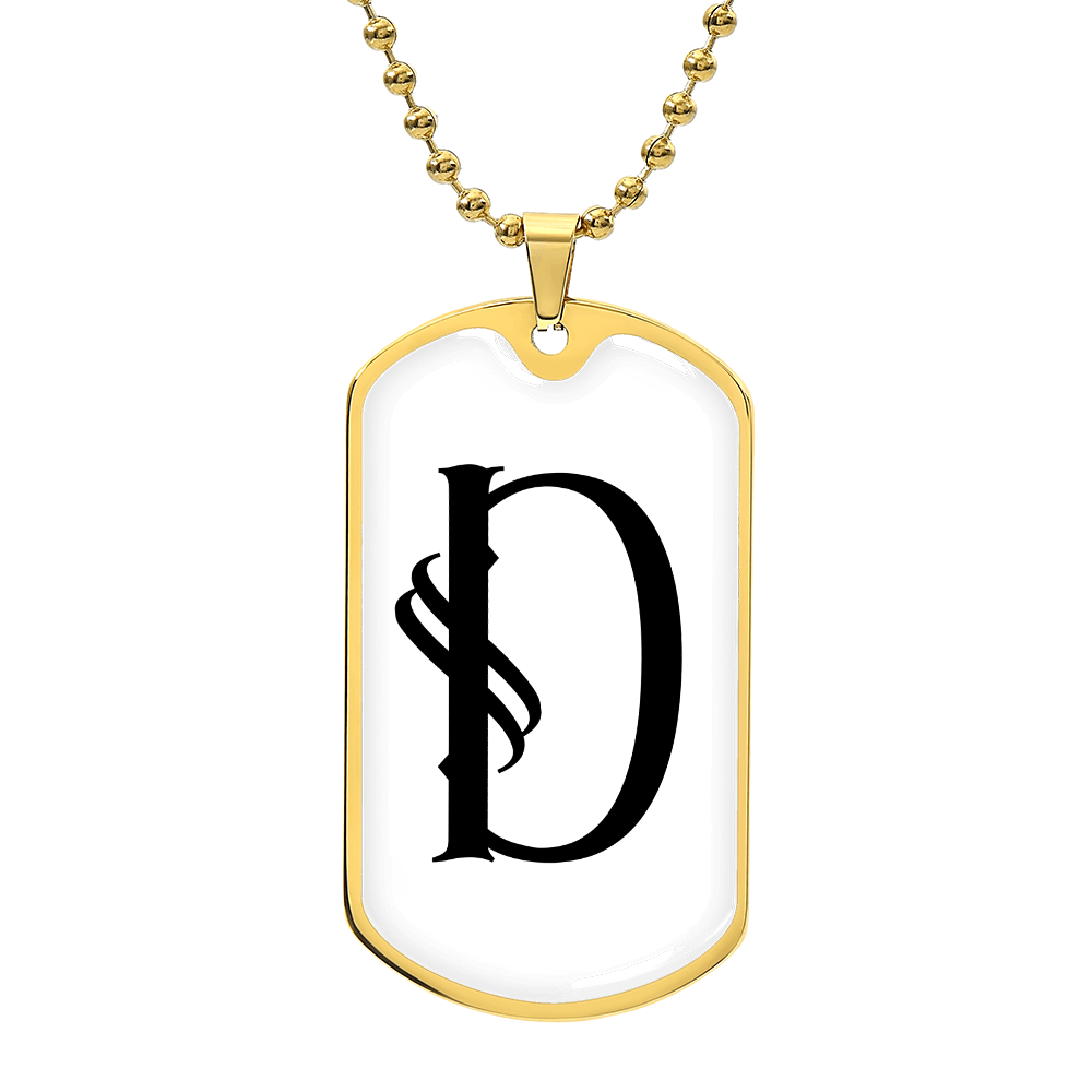 Initial D v001-34 - 18k Gold Finished Luxury Dog Tag Necklace