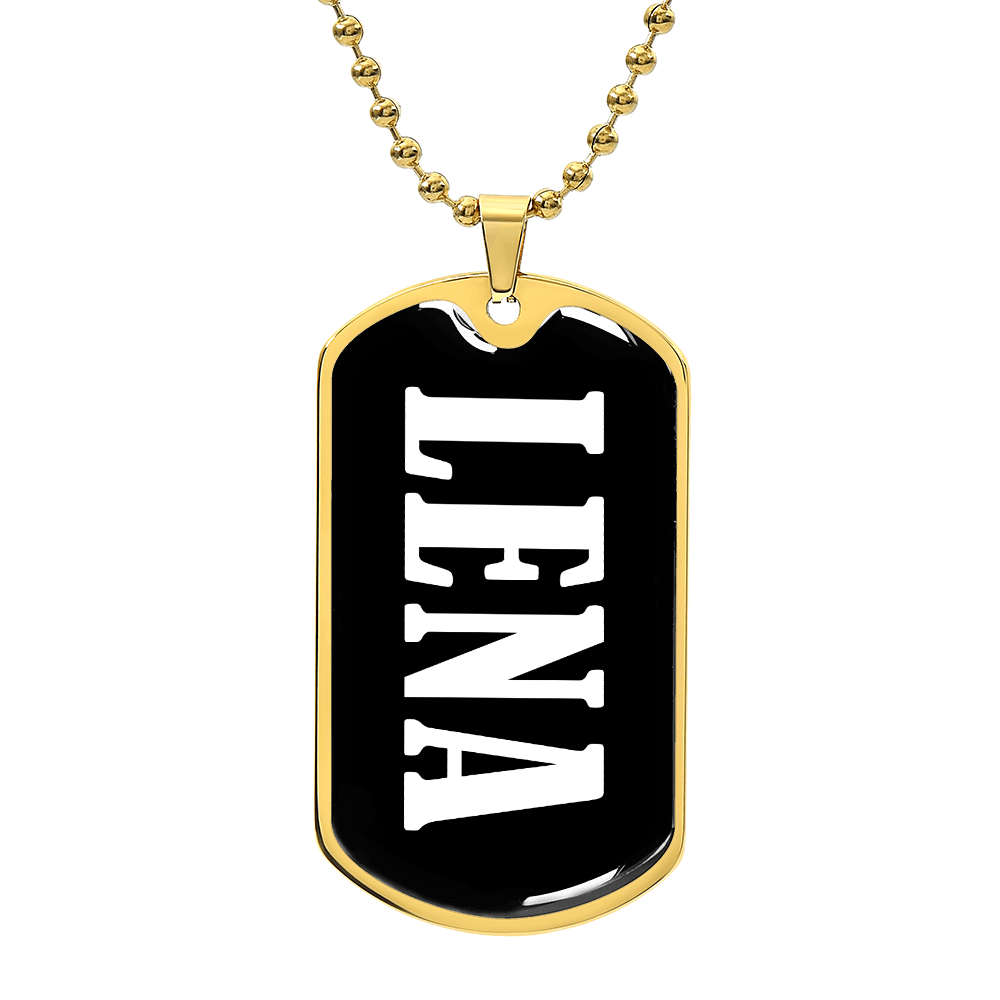 Lena v01w - 18k Gold Finished Luxury Dog Tag Necklace