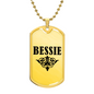 Bessie v01a - 18k Gold Finished Luxury Dog Tag Necklace