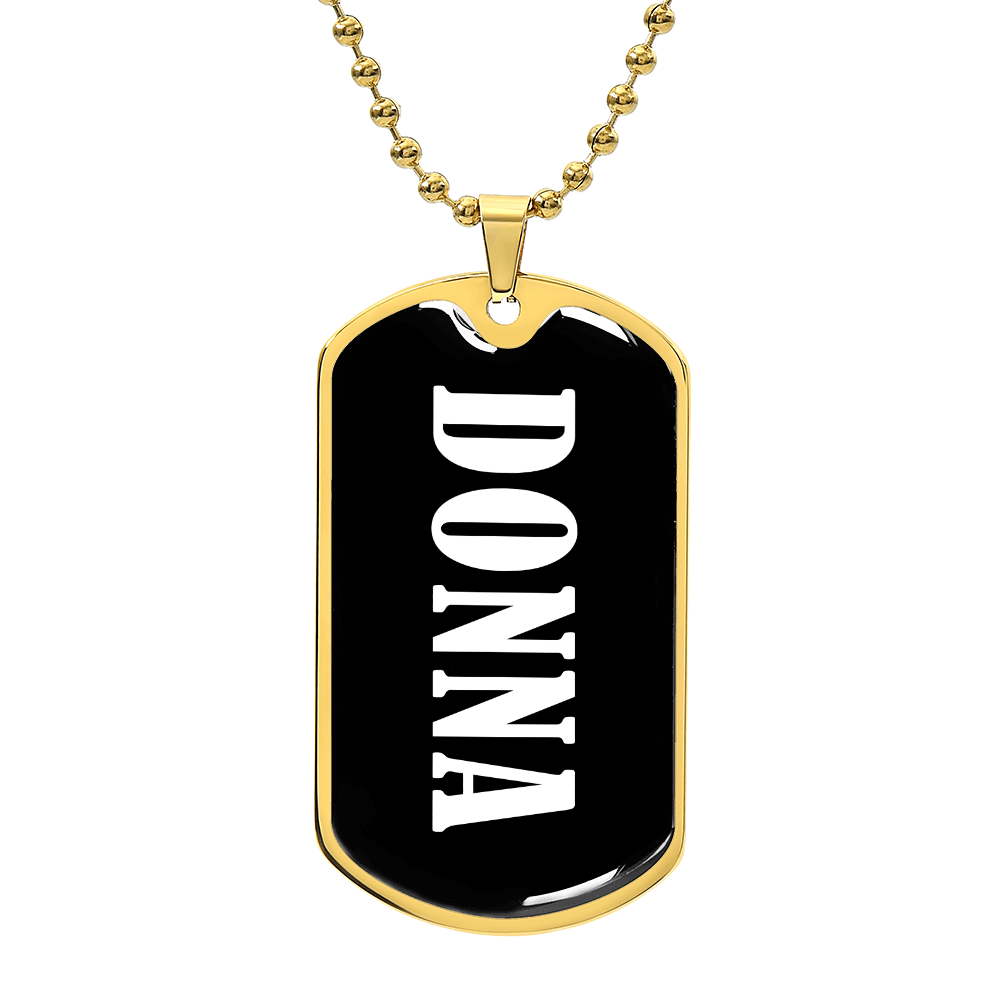 Donna v01w - 18k Gold Finished Luxury Dog Tag Necklace