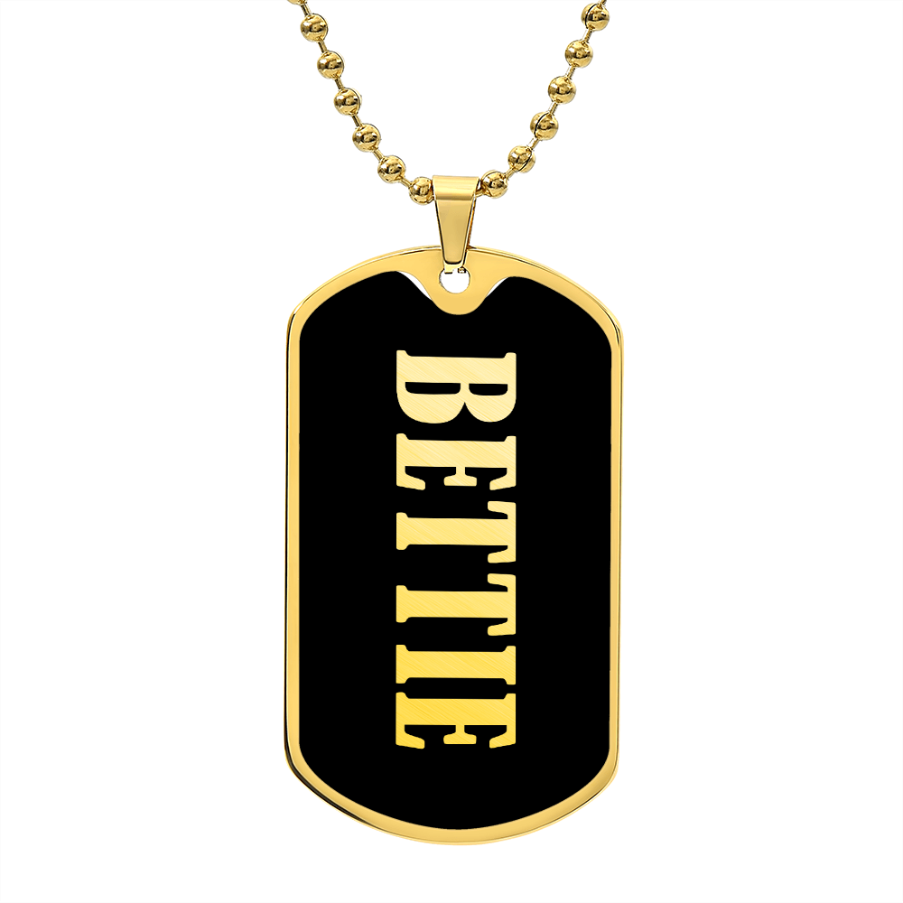 Bettie v02 - 18k Gold Finished Luxury Dog Tag Necklace