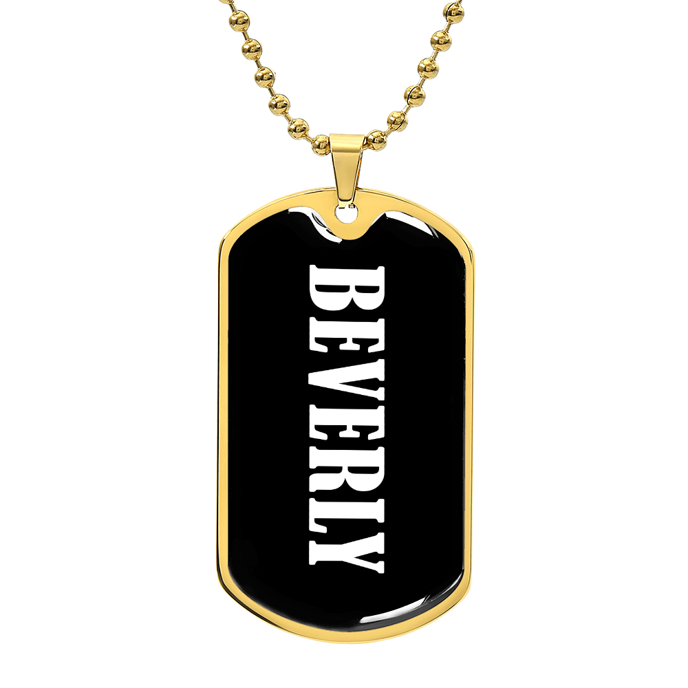 Beverly v01w - 18k Gold Finished Luxury Dog Tag Necklace