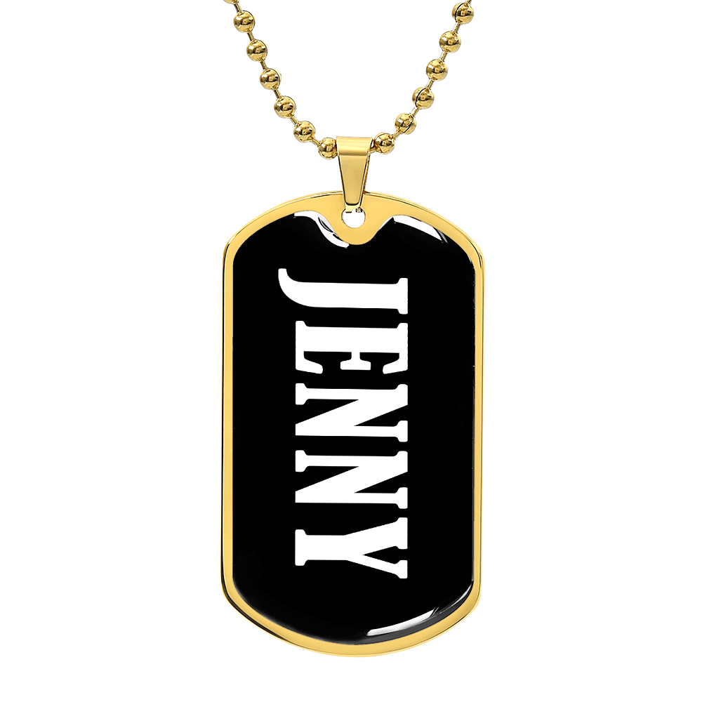 Jenny v01w - 18k Gold Finished Luxury Dog Tag Necklace
