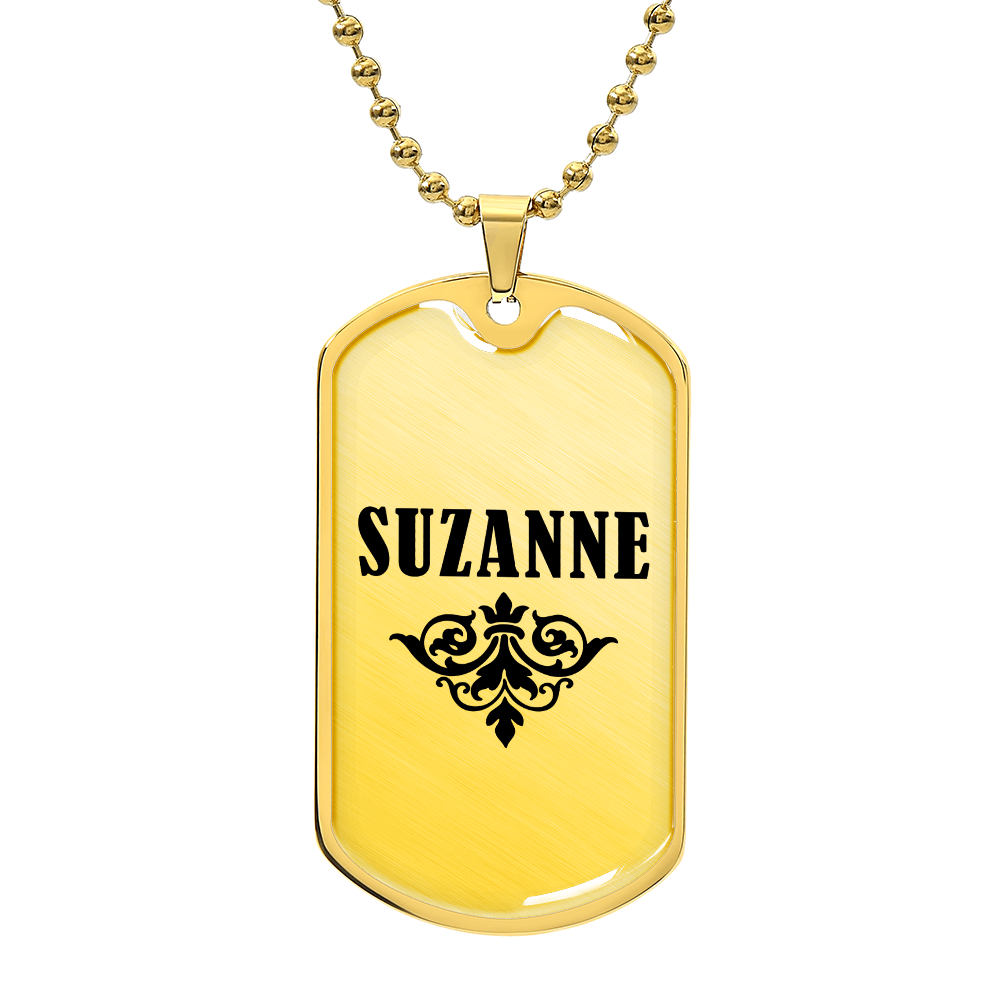 Suzanne v01a - 18k Gold Finished Luxury Dog Tag Necklace