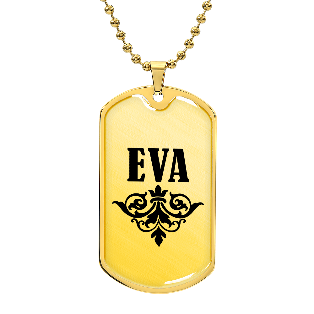 Eva v01a - 18k Gold Finished Luxury Dog Tag Necklace