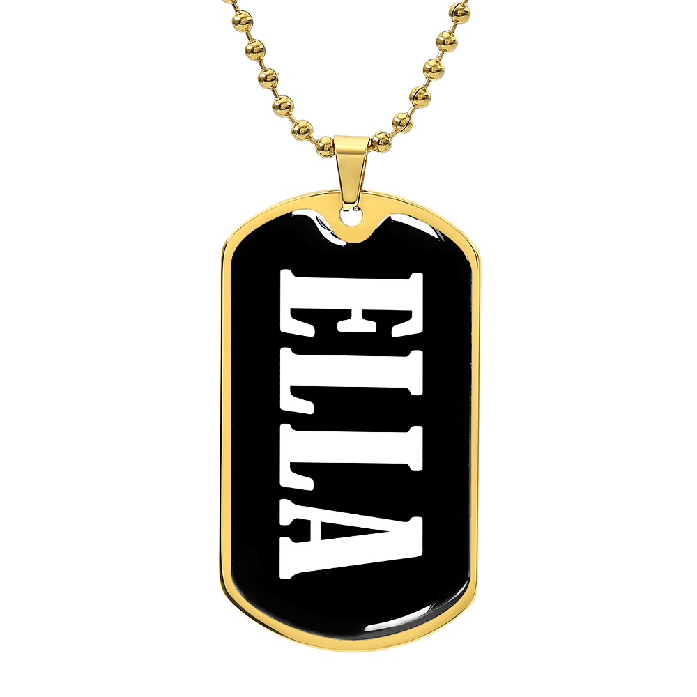 Ella v01w - 18k Gold Finished Luxury Dog Tag Necklace