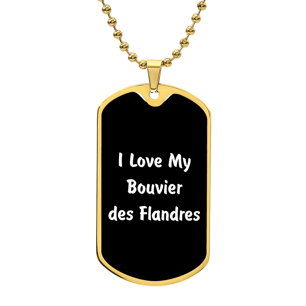 Love My Bouvier des Flandres v6 - 18k Gold Finished Luxury Dog Tag Necklace