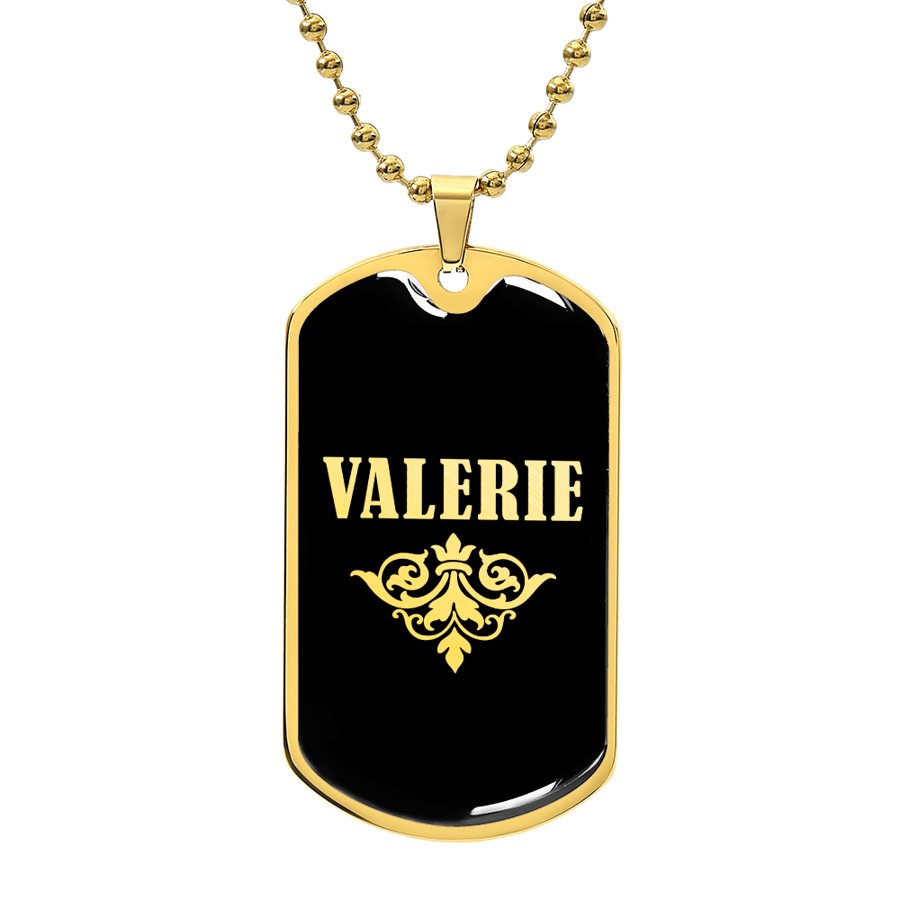 Valerie v02a - 18k Gold Finished Luxury Dog Tag Necklace