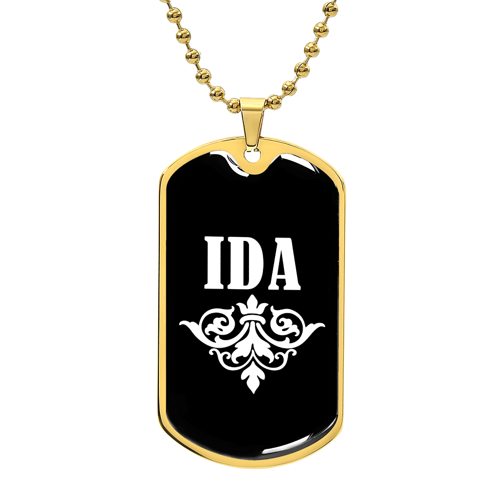 Ida v03a - 18k Gold Finished Luxury Dog Tag Necklace