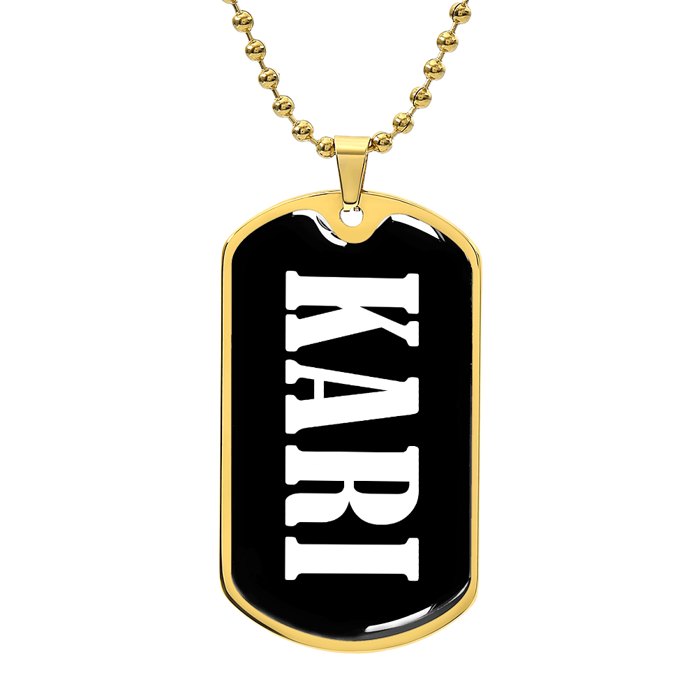 Kari v01w - 18k Gold Finished Luxury Dog Tag Necklace
