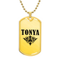 Tonya v01a - 18k Gold Finished Luxury Dog Tag Necklace