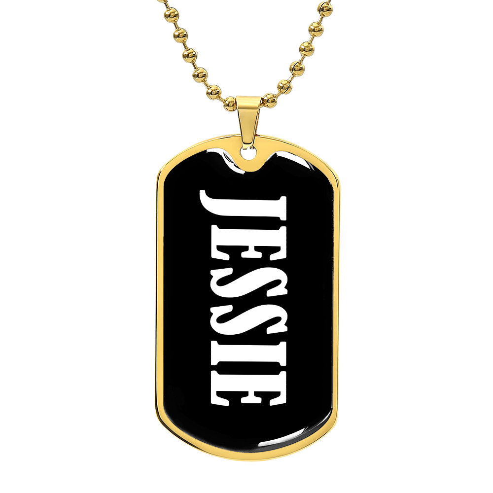 Jessie v01w - 18k Gold Finished Luxury Dog Tag Necklace