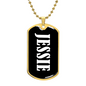 Jessie v01w - 18k Gold Finished Luxury Dog Tag Necklace