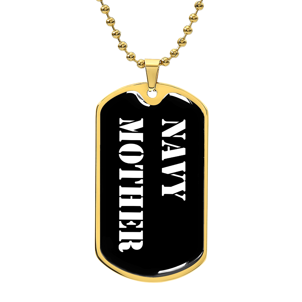 Navy Mother v3 - 18k Gold Finished Luxury Dog Tag Necklace