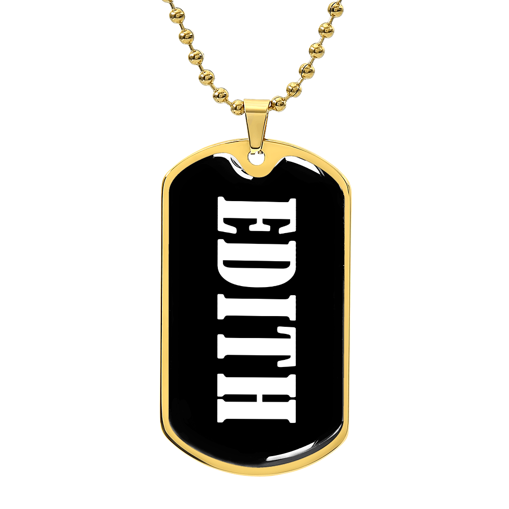 Edith v01w - 18k Gold Finished Luxury Dog Tag Necklace