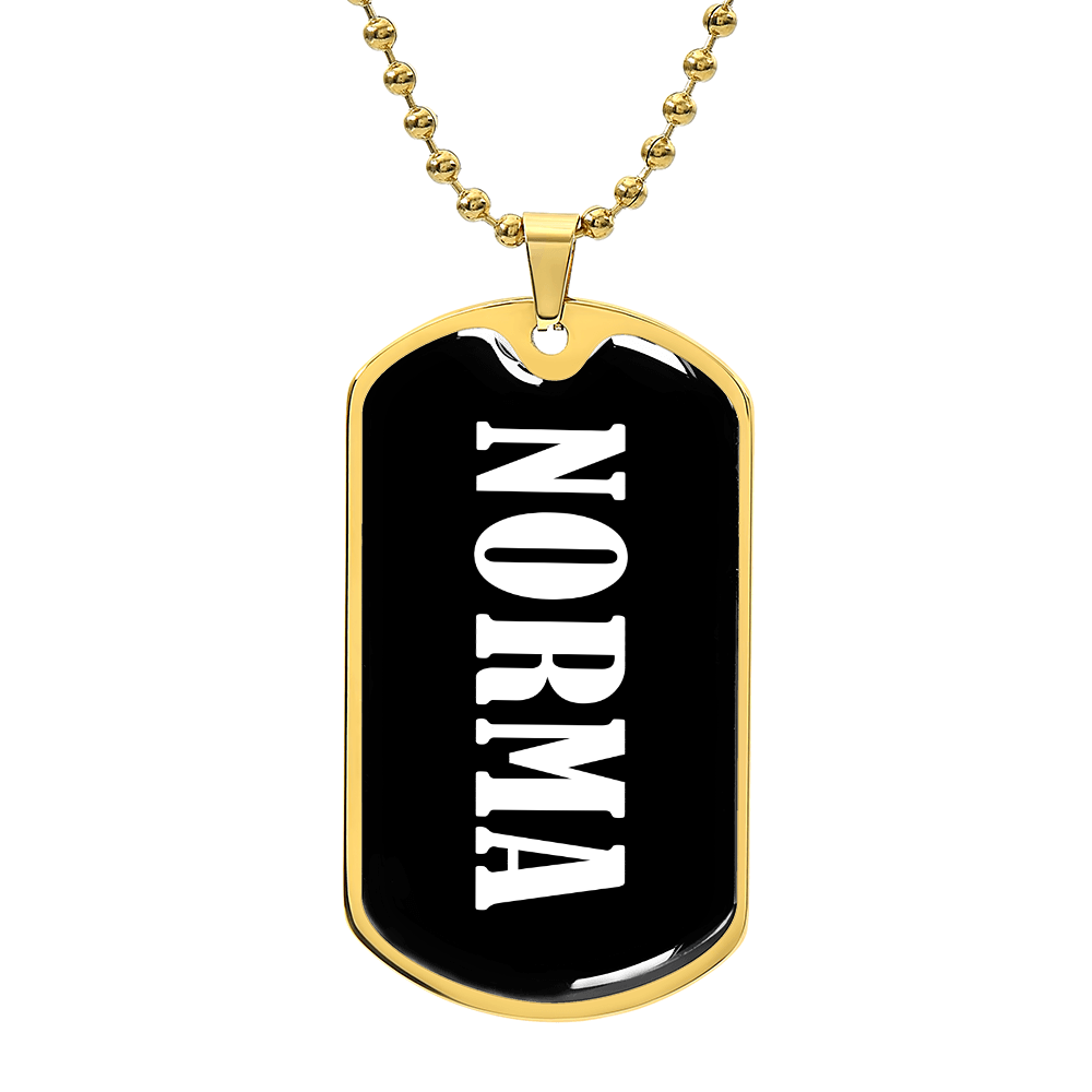 Norma v01w - 18k Gold Finished Luxury Dog Tag Necklace