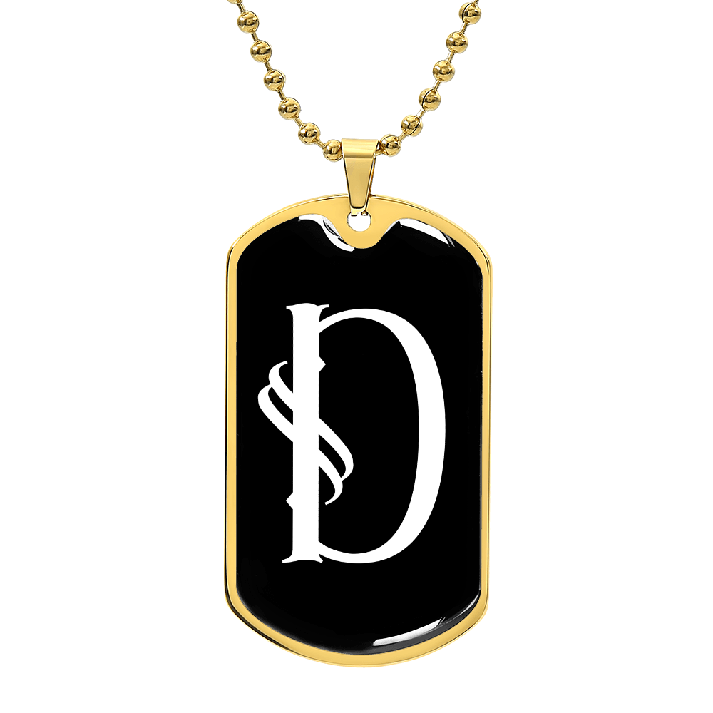 Initial D v001-33 - 18k Gold Finished Luxury Dog Tag Necklace