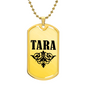 Tara v01a - 18k Gold Finished Luxury Dog Tag Necklace